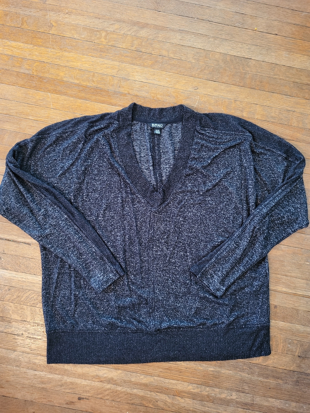 Buffalo David Bitton Women's V-Neck Shimmery Charcoal Sweater